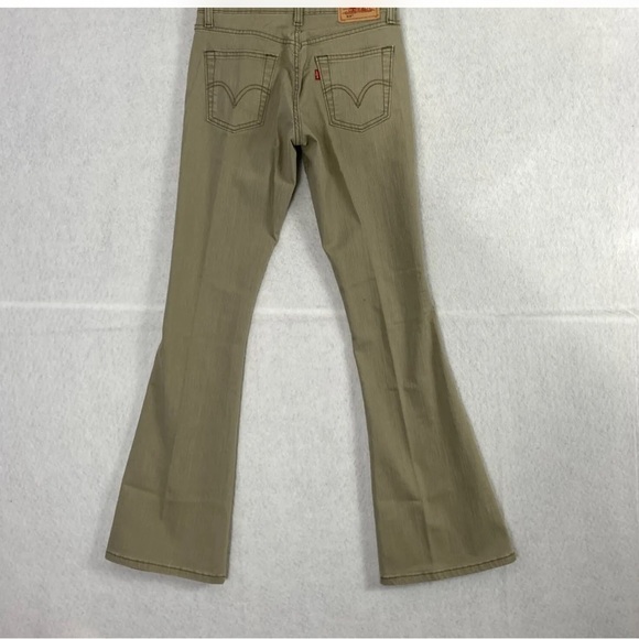 Levis 519 Jeans Womens Juniors Size 9 Long Stretch Low Flare Tan Denim - Picture 1 of 5